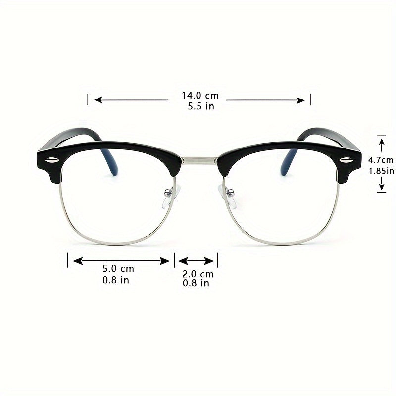 Unisex Semi Rimless Light Glasses for Computer Reading Gaming TV Phones