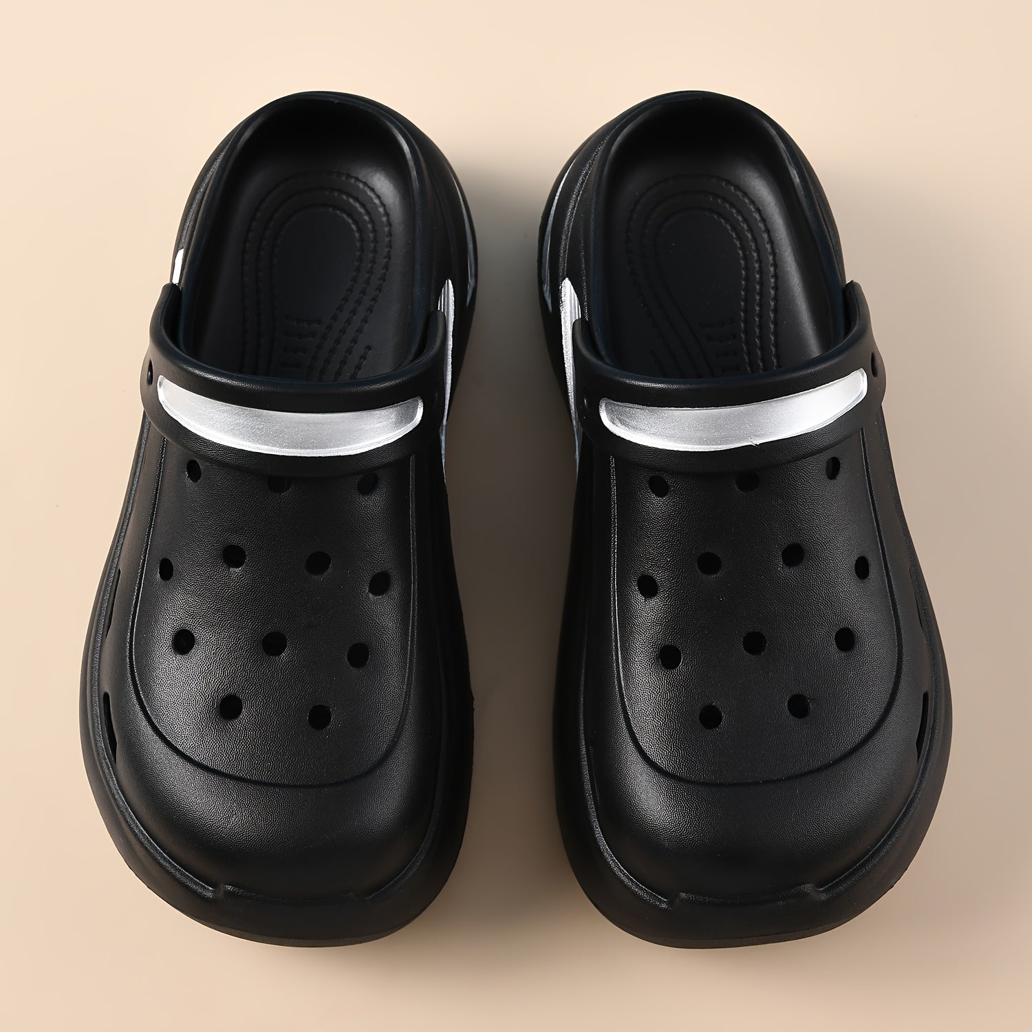 Women’s EVA Clogs Non-Slip Summer Casual Sandals White Blue Accents