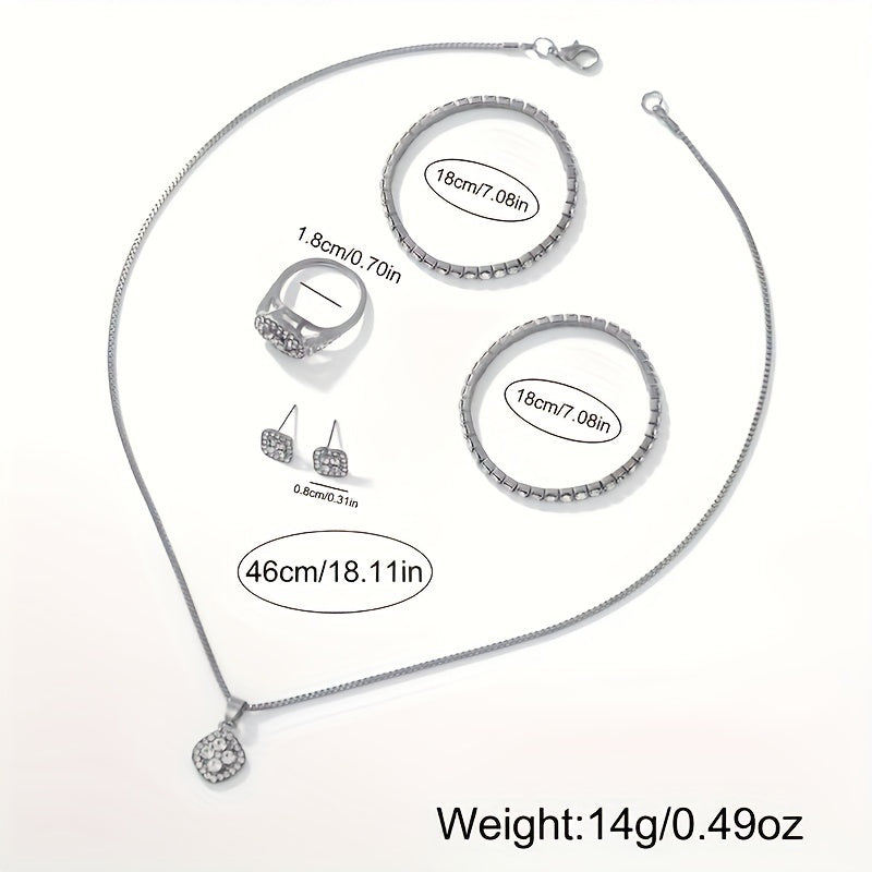 Women's Fashion Jewelry Set Watch Necklace Bracelet Ring Earrings Alloy Non-Rechargeable Battery