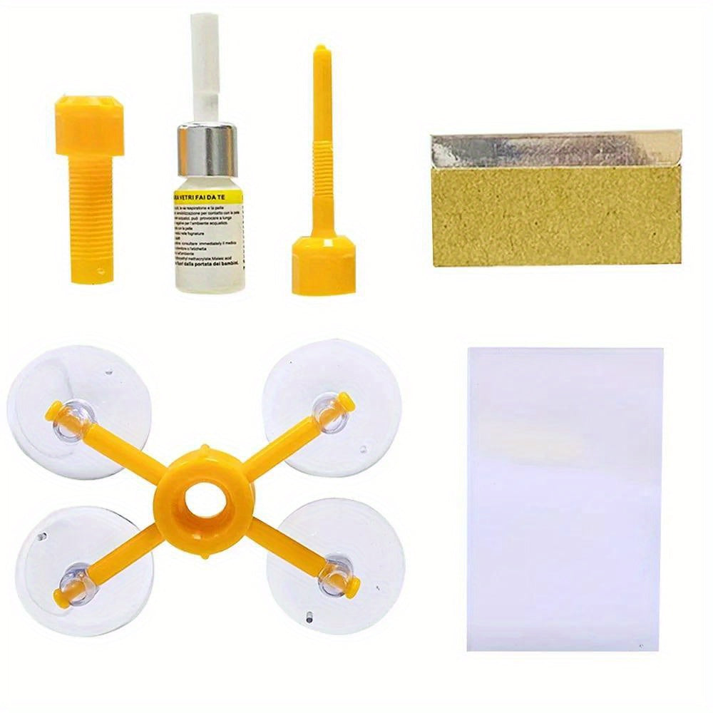 Car Glass Repair Kit for Cracks and Chips with Curing Glue and Accessories