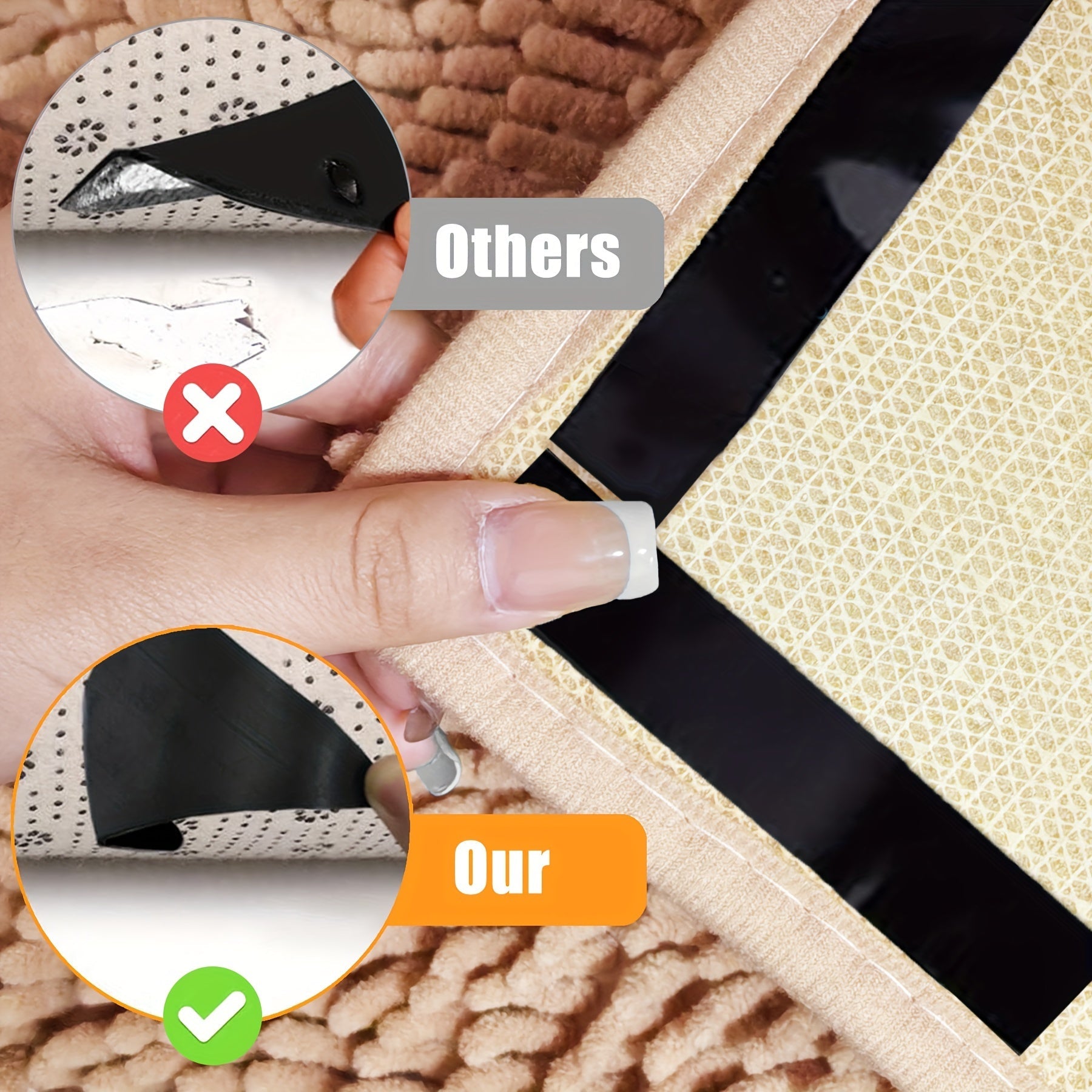 16 Pieces Rug Tape Double-Sided Adhesive Non-Slip Carpet Pads for Hardwood and Tile Floors