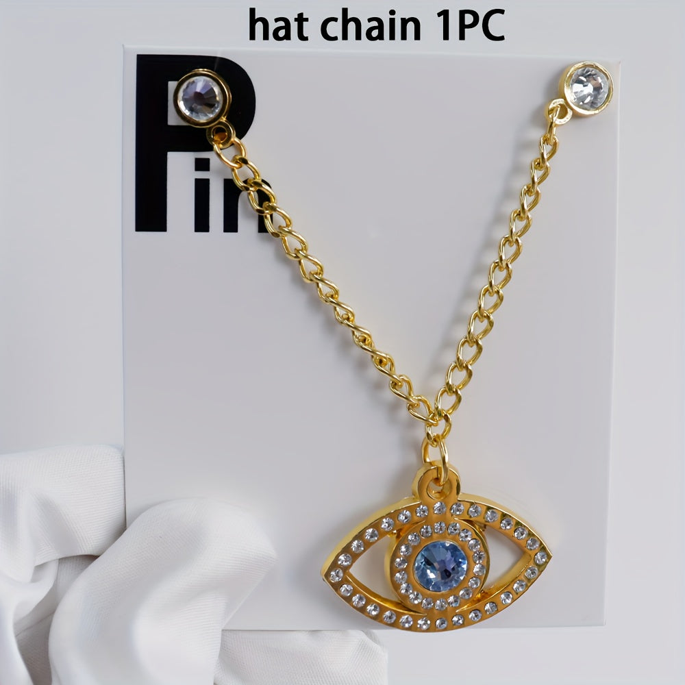 Sparkling Brooch Hat Pin and Chain Set for Women, New Year Gift