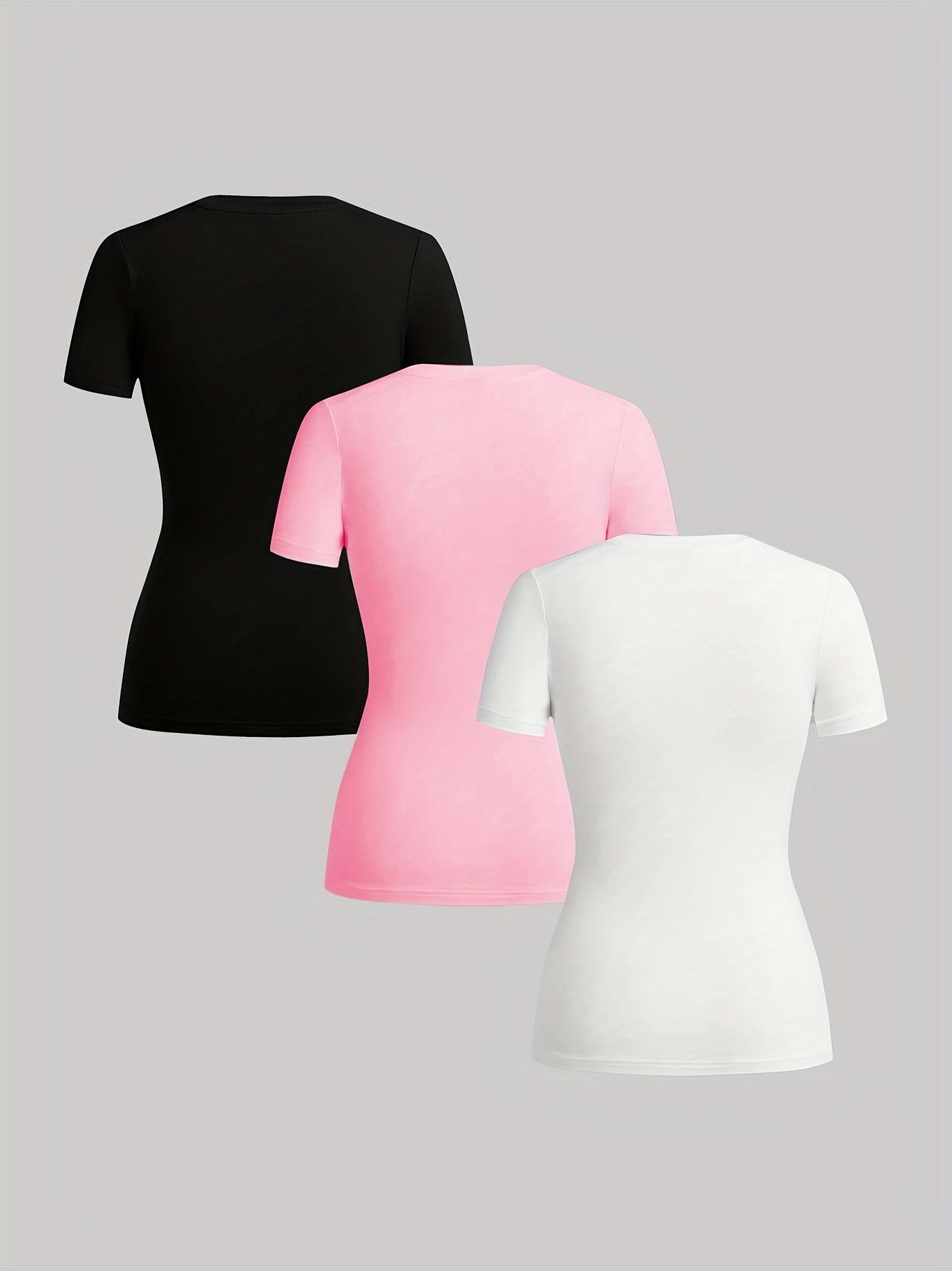 Women's Short Sleeve T-Shirt Pack Large Size Cotton Casual 3 Pack