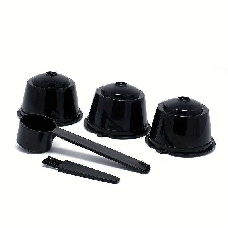 3pcs Reusable Coffee Filter Cups for Dolce Gusto Capsules with Brush and Spoon