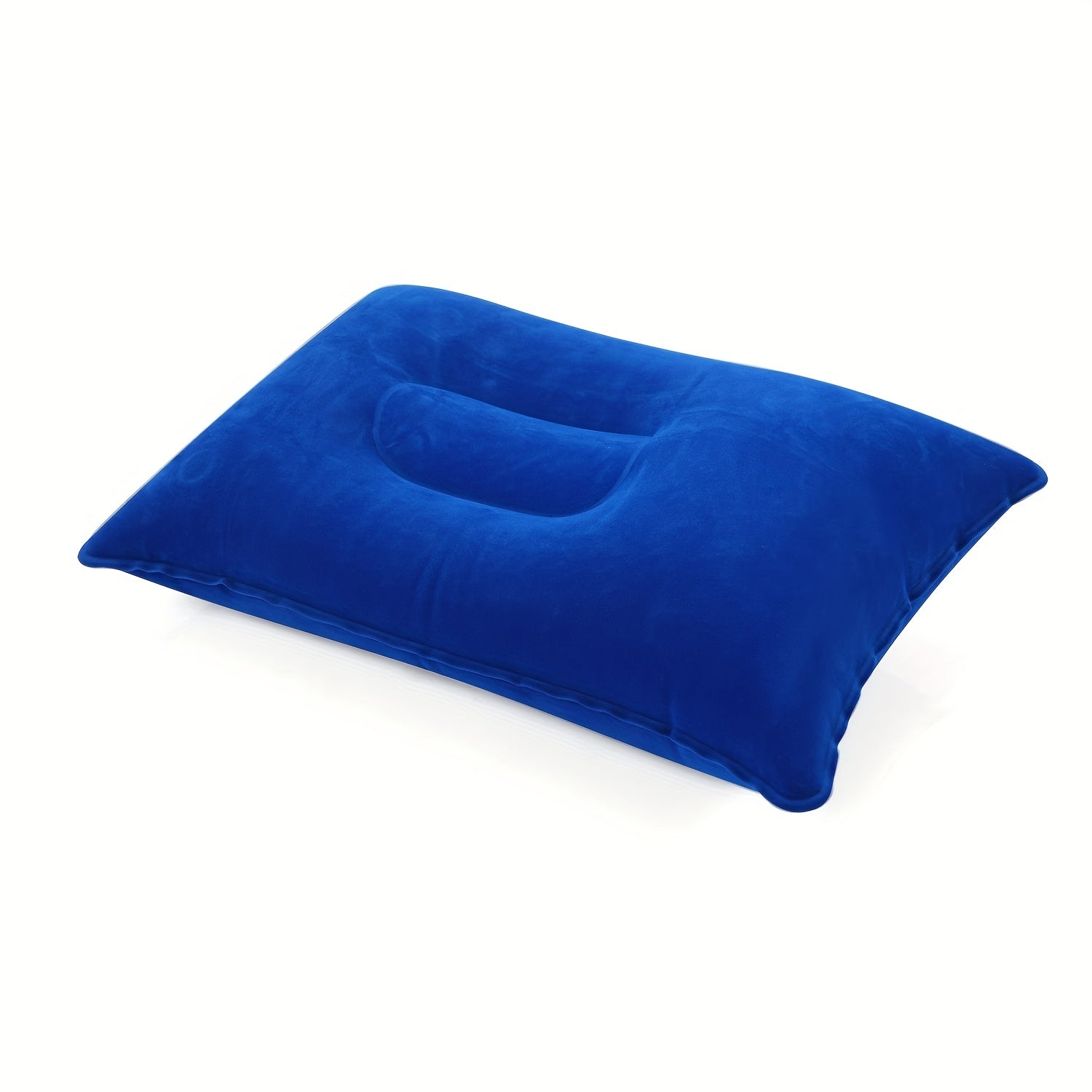 Small Square Inflatable Travel Pillow with Flocking Fabric for Camping and Sleep Support