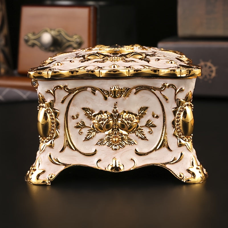 Металлическая шкатулка для хранения украшений с ретро-дизайном для ожерелий, серег, колец