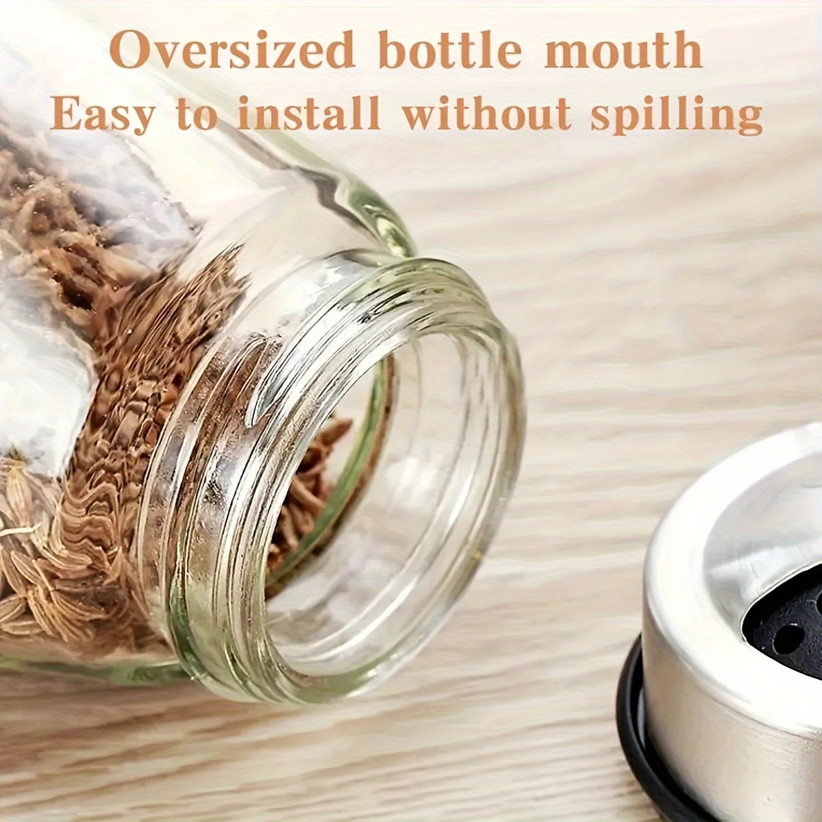 7-Piece Glass Spice Jar Set with Rotating Organizer Salt Pepper Sugar Shakers Kitchen Storage