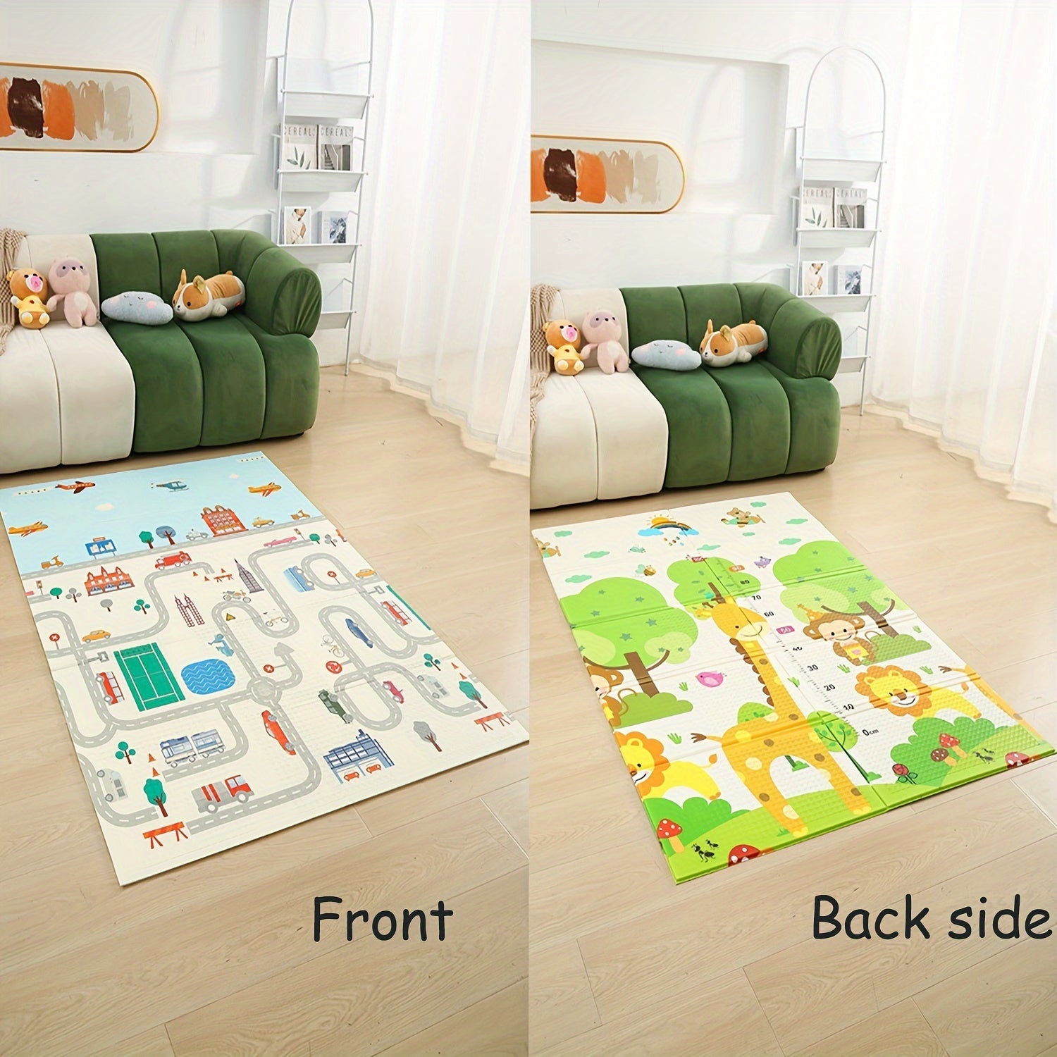 Portable Play Mat with Cartoon Animal Design Foldable and Travel-Friendly Durable XPE Material