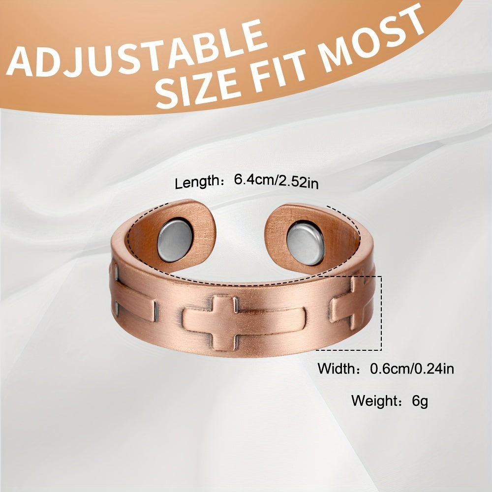 Erkaklar va ayollar uchun mis bilaguzuk va uzuk to'plami - 3 ta mis magnit o'qishli bilaguzuk va uzuklar, 3500 Gauss magnitlar bilan. Bu sozlanadigan mis zargarlik buyumlari Tug'ilgan kunlar yoki Sevgililar kuni uchun mukammal sovg'a bo'ladi.