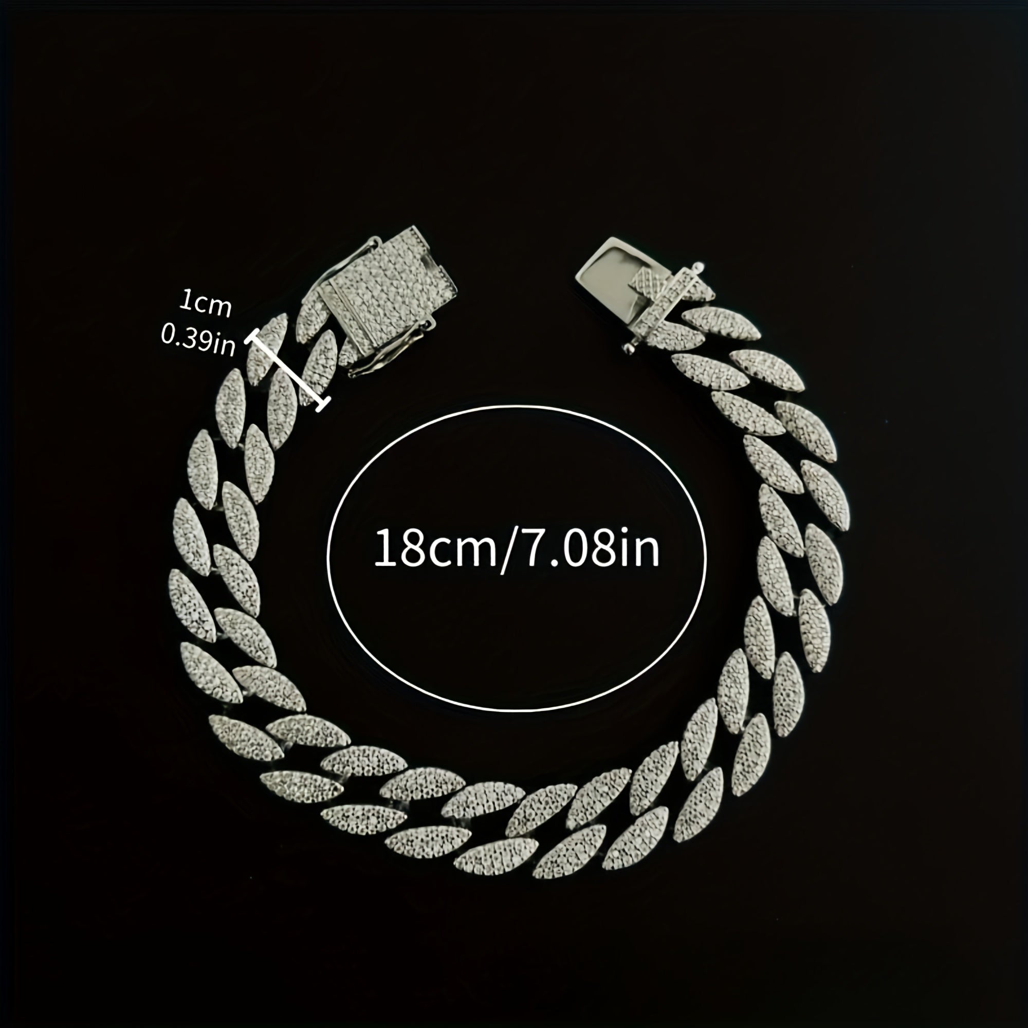 Moissanite Cuban Link Bracelet Sterling Silver Leaf Design for Women