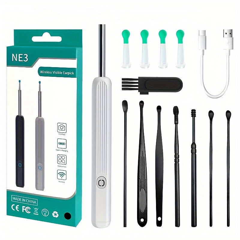 Ear Cleaning Kit with Camera and 12 Tools Rechargeable Low Voltage for Professional and Home Use