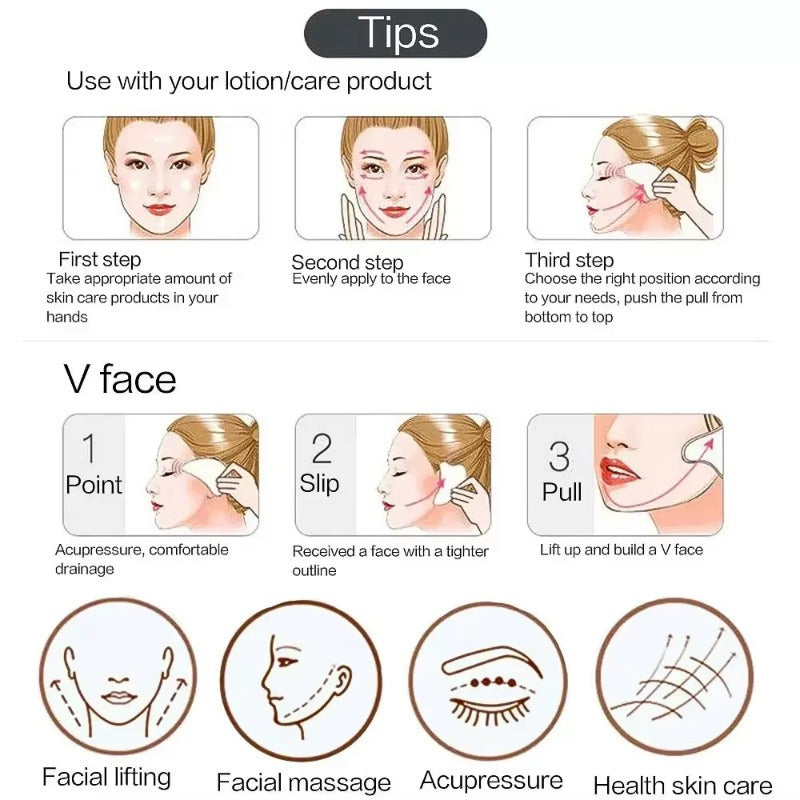 3-компонентный смоляной массажер для лица, тела, шеи и глаз; включает в себя доску для гуаша для ухода за кожей против морщин.