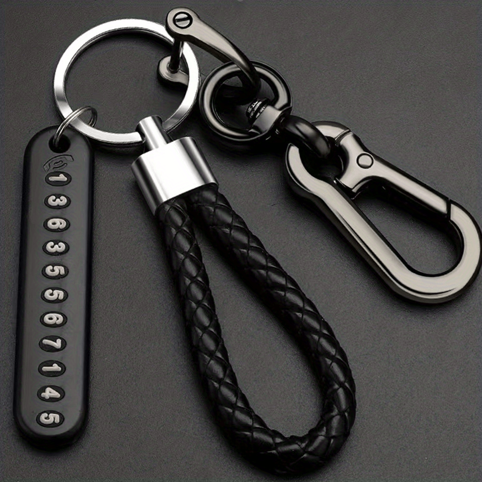 Alloy Keychain with Phone Number Tag Durable Non-Braided Universal Use