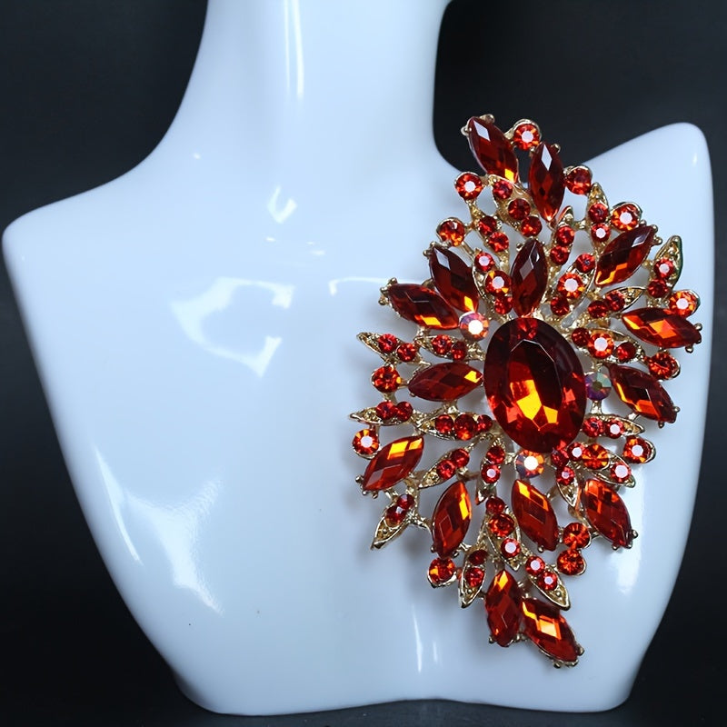 Flower-Shaped Rhinestone Brooch for Women's Attire Stylish Jewelry Accessory