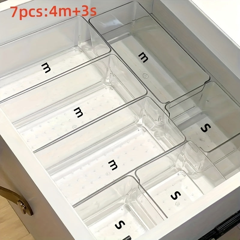 2024 Transparent PET Drawer Organizer for Desk Stationery and Cosmetics