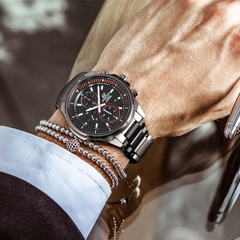 Men's Business Watch Sapphire Mirror Stainless Steel Band Date Stopwatch Quartz