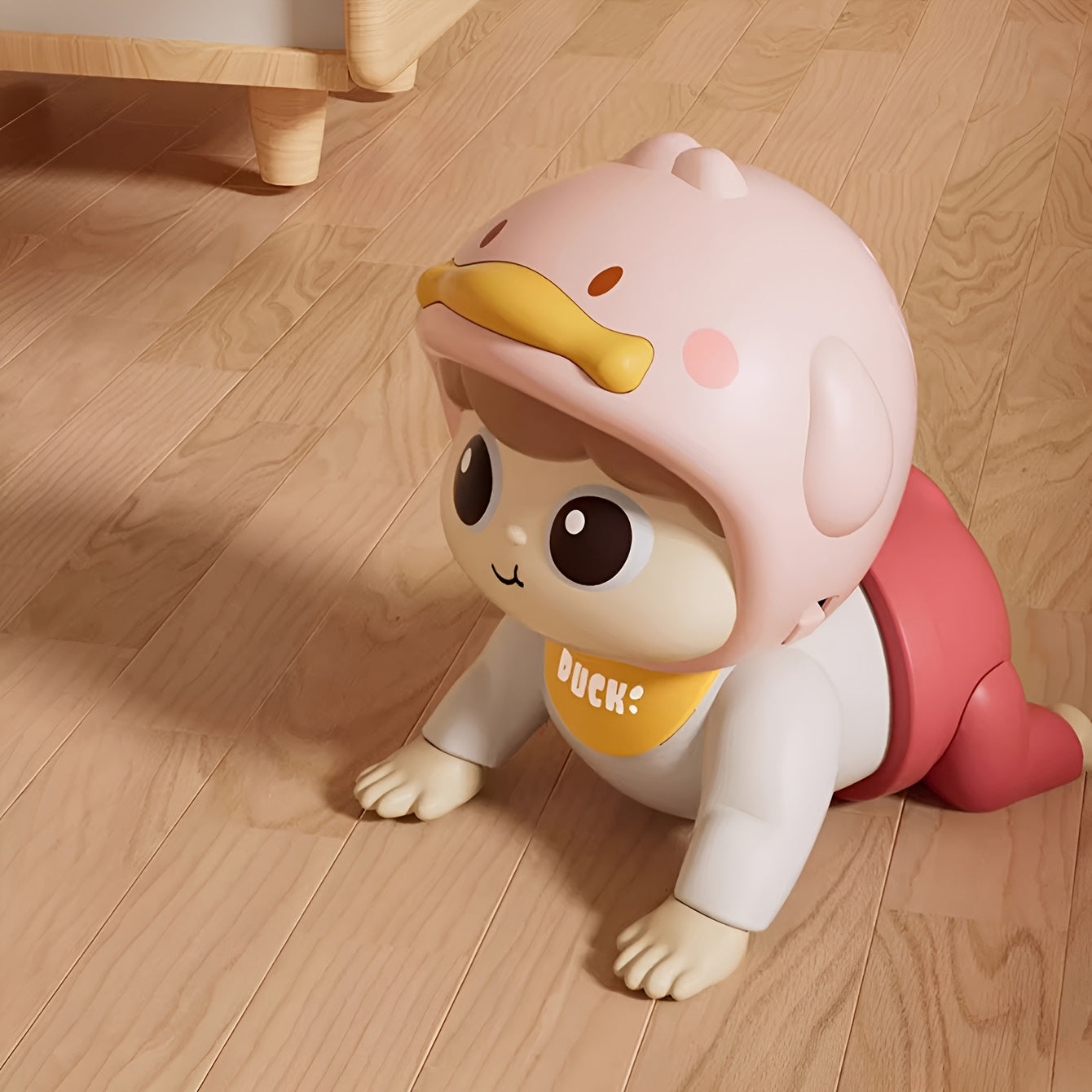 Interactive Crawling Toy for Toddlers with Music Speech Learning in White Pink Yellow