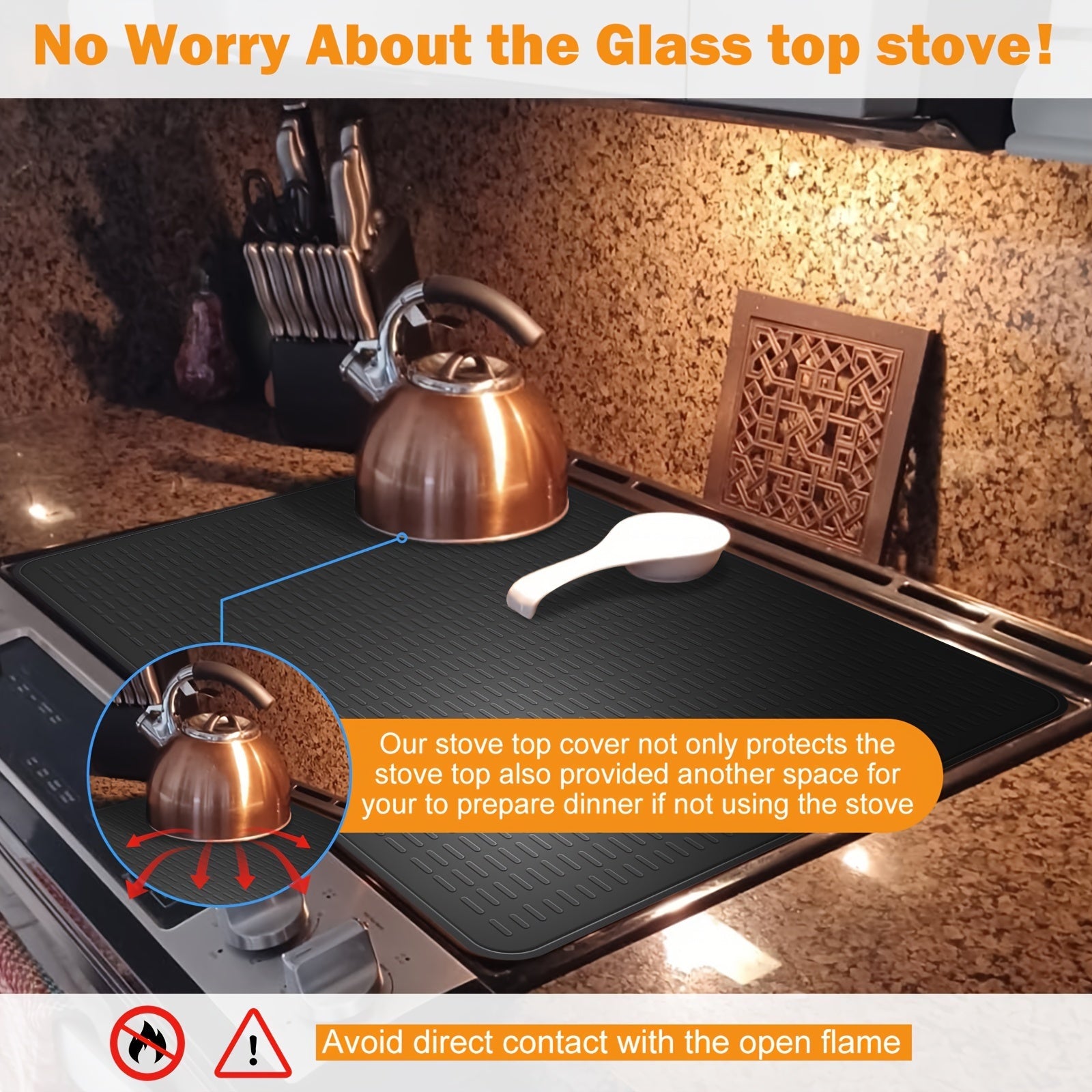 Silicone Stove Top Cover Heat-Resistant Waterproof Non-Slip Foldable Kitchen Protector