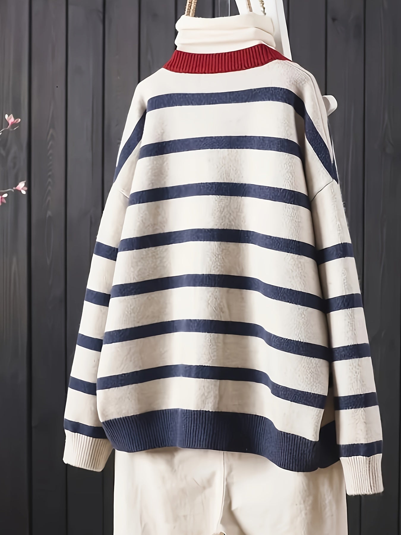 Women's Striped Heart Pattern Cardigan Casual Long Sleeve Round Neck Autumn Winter