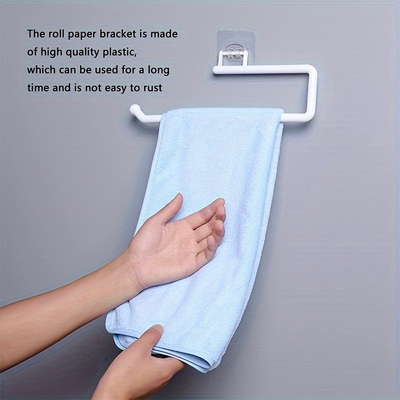 Wall-Mounted or Freestanding Plastic Kitchen Paper Towel Holder Self-Adhesive No Drilling