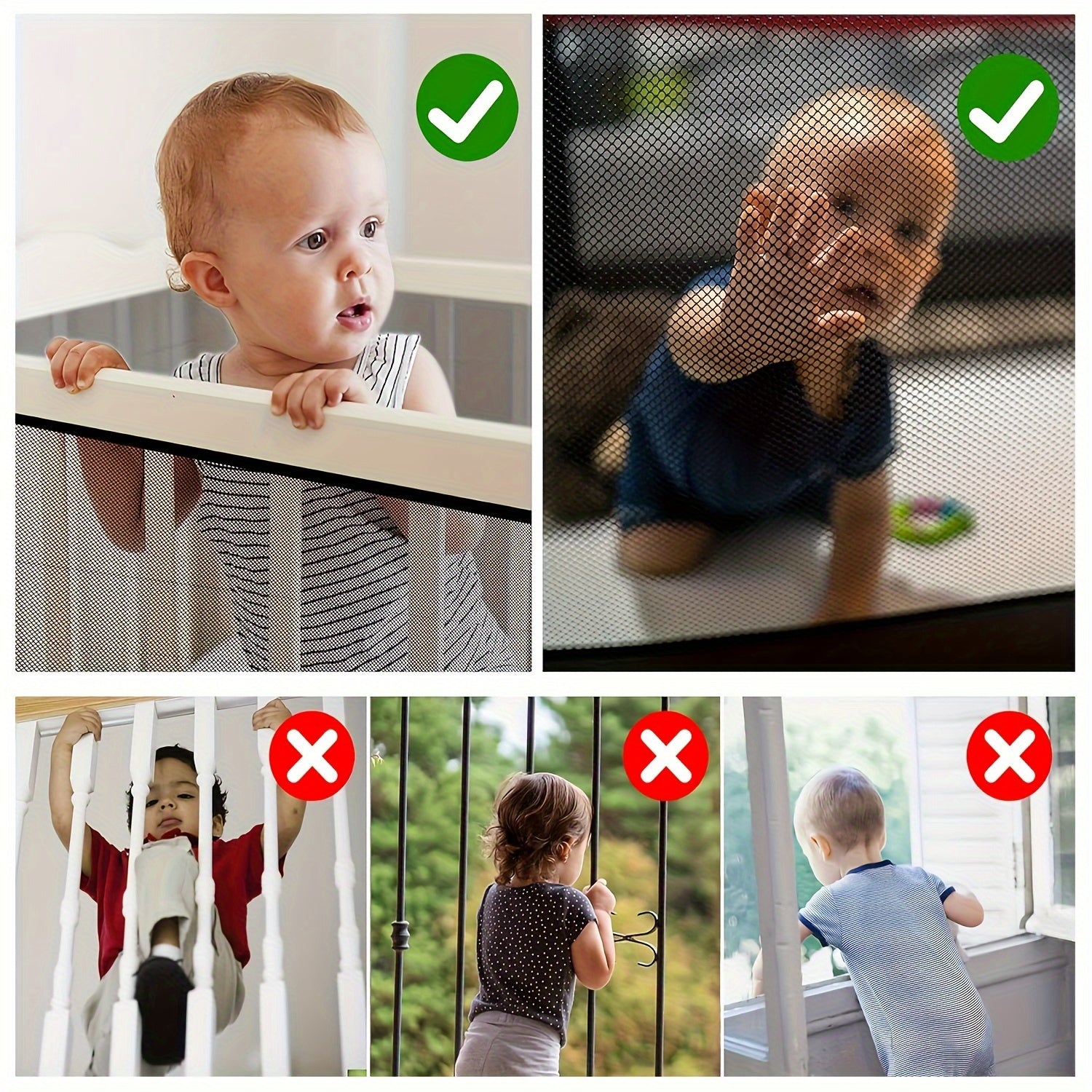 Child Safety Net for Staircase and Balcony Black Mesh Lead-Free for Children Ages 3-6 1 Set
