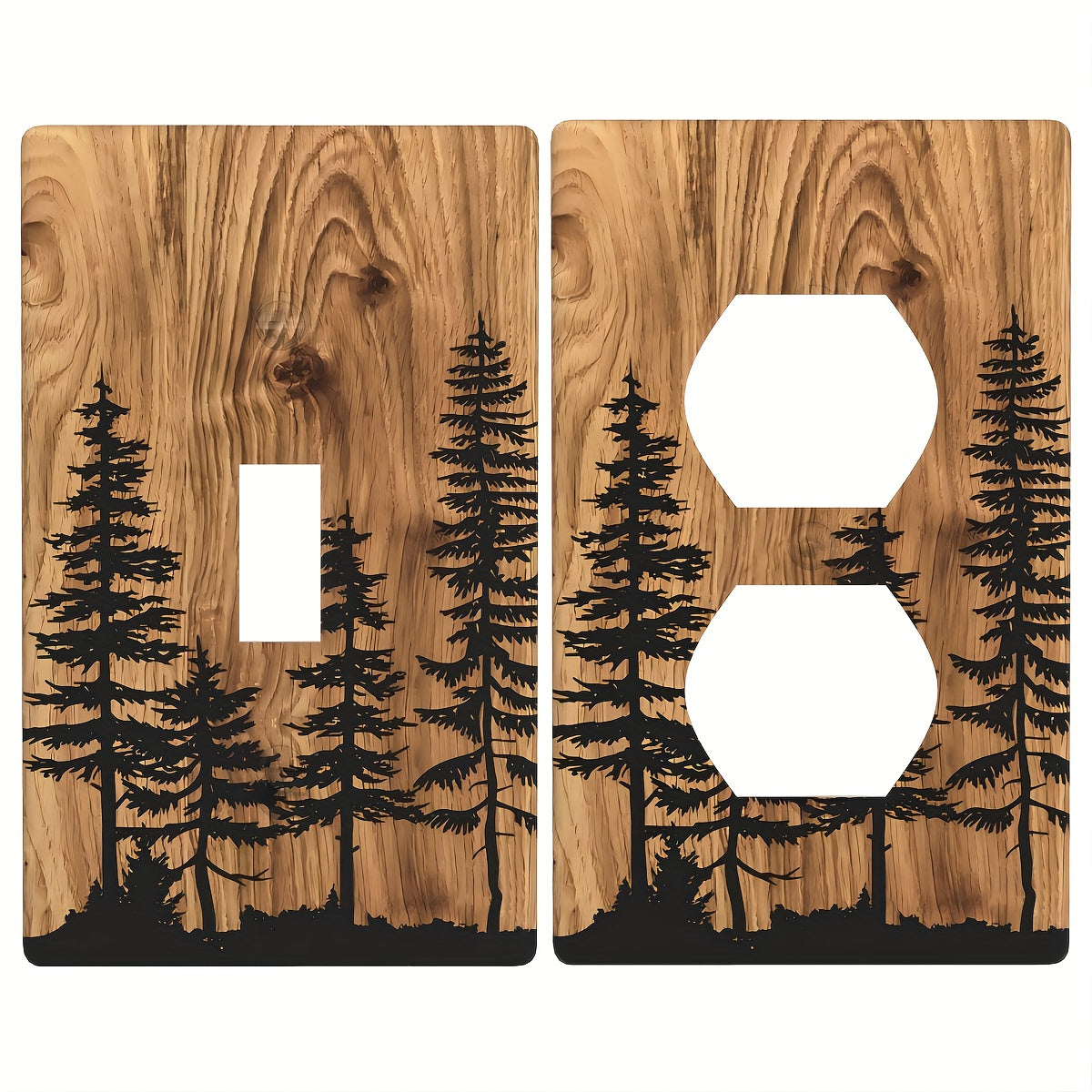 Farmhouse Pine Wood Grain Light Switch Cover No Wiring Needed Screw-In Plastic Wall Panel