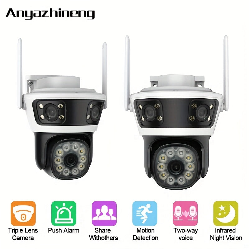 Wireless Security Camera 1080p Panoramic Night Vision Motion Detection Two-Way Audio PTZ