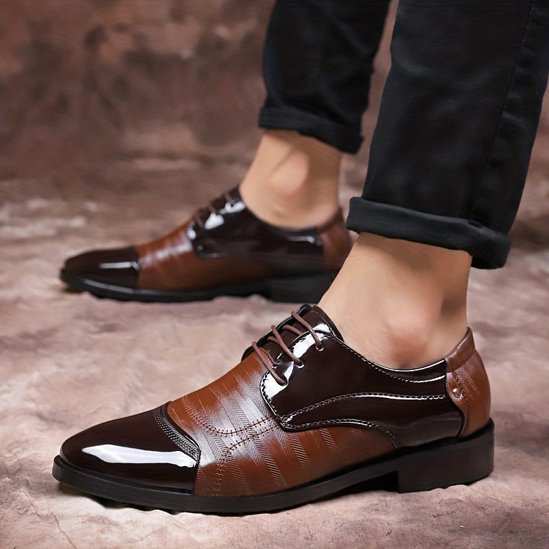 Men's Derby Shoes Leather Non-Slip Dress Shoes for Wedding Business