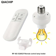 Wireless E26 E27 Lamp Socket with Timer Remote Control No Wiring AC85V-250V