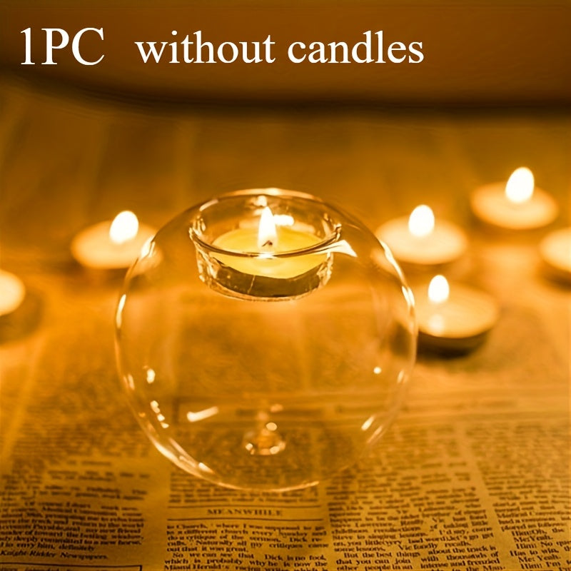Glass Candle Holder for Decor, Tea Light, Table Centerpiece