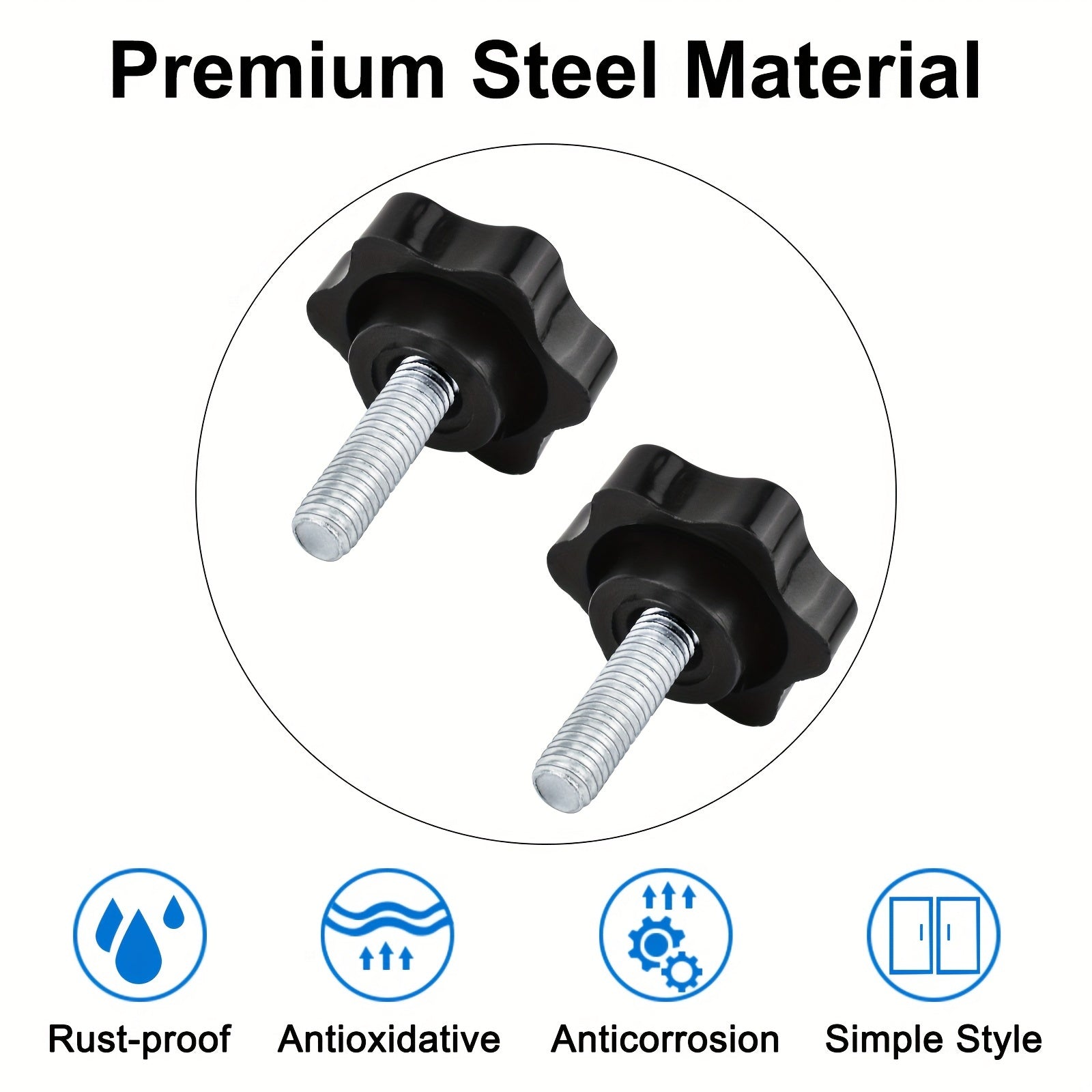 Set of 6 25mm M8 Knurled Thumbscrews for Furniture, Tools, and Crafts