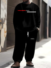 Men's Sports Suit 2-Piece Long Sleeve T-Shirt and Pants Autumn Winter Polyester Casual