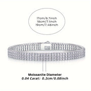 Sterling Silver Moissanite Tennis Bracelet with 18K Gold Plated Chain for Men and Women