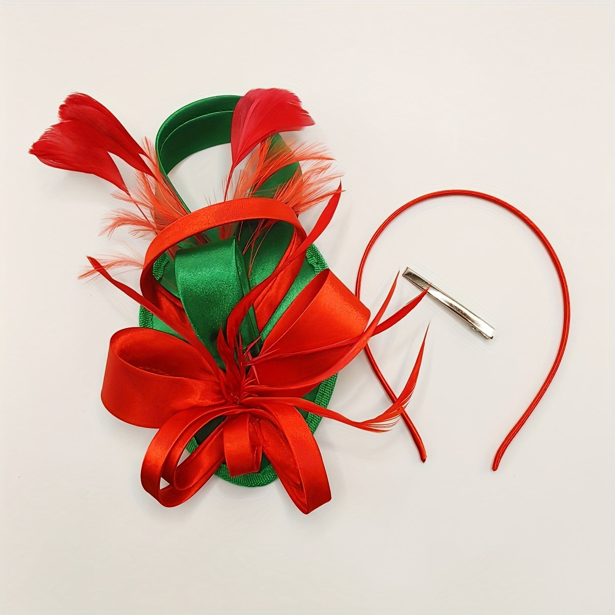 Women's Pillbox Fascinator Hat with Faux Feathers for Halloween and Derby Events