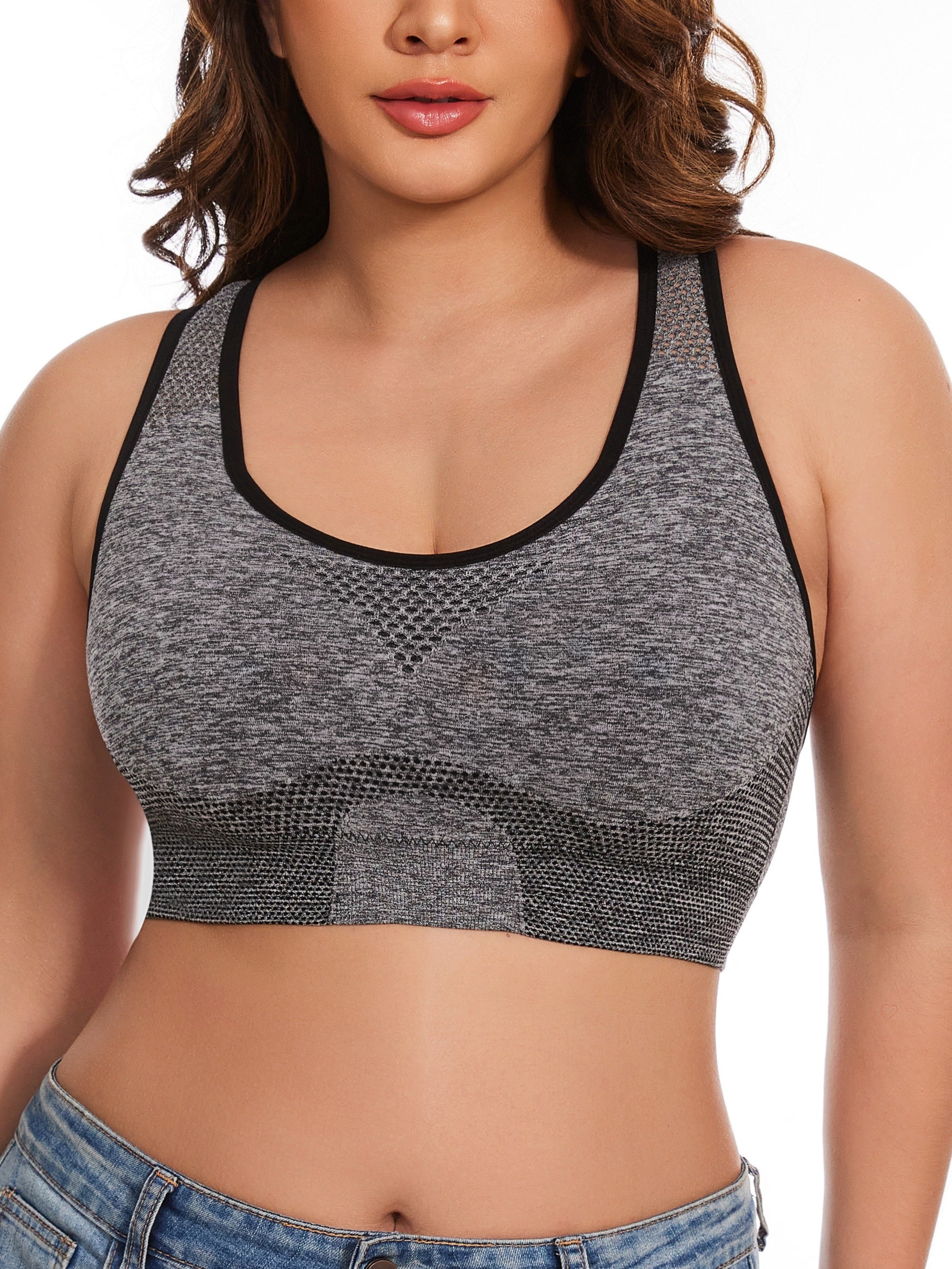 Women's Plus Size Sports Bras Polyamide Mesh Low Support Removable Padding