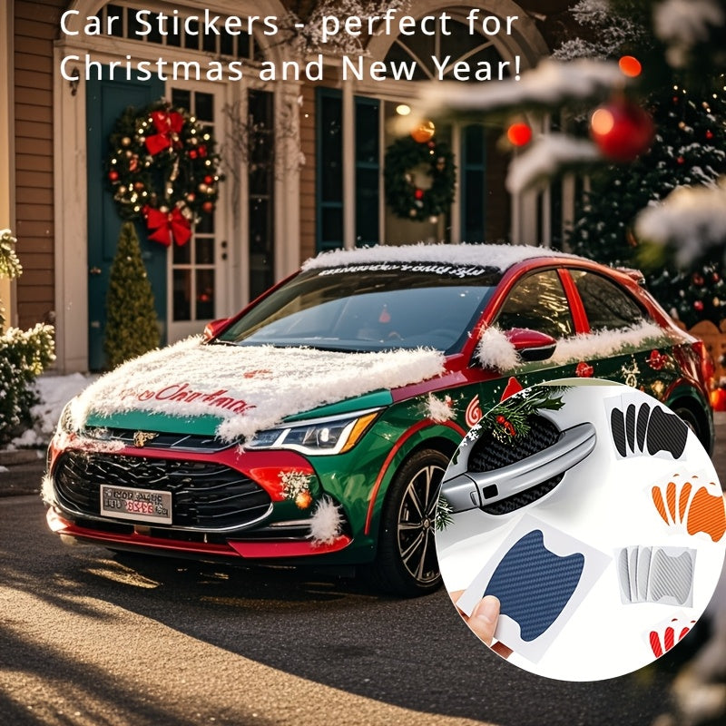 Car Door Handle Protector Set 4 Pieces Carbon Fiber Scratch-Resistant Exterior Accessories