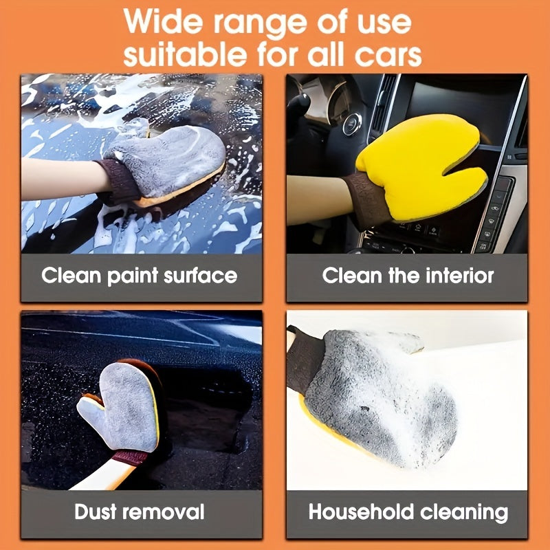 Микрофибровая перчатка для мойки автомобиля без царапин, многоразовая, двухсторонняя губка