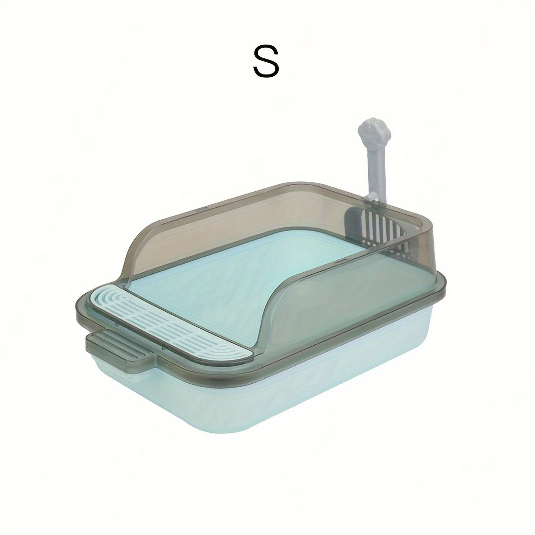 Rectangular Plastic Cat Litter Box with Removable Cover and Raised Edge
