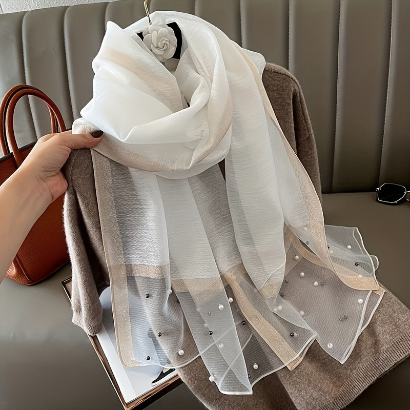Women's Polyester Shawl 190x70cm Breathable Sun-Proof Solid Color Casual Accessory