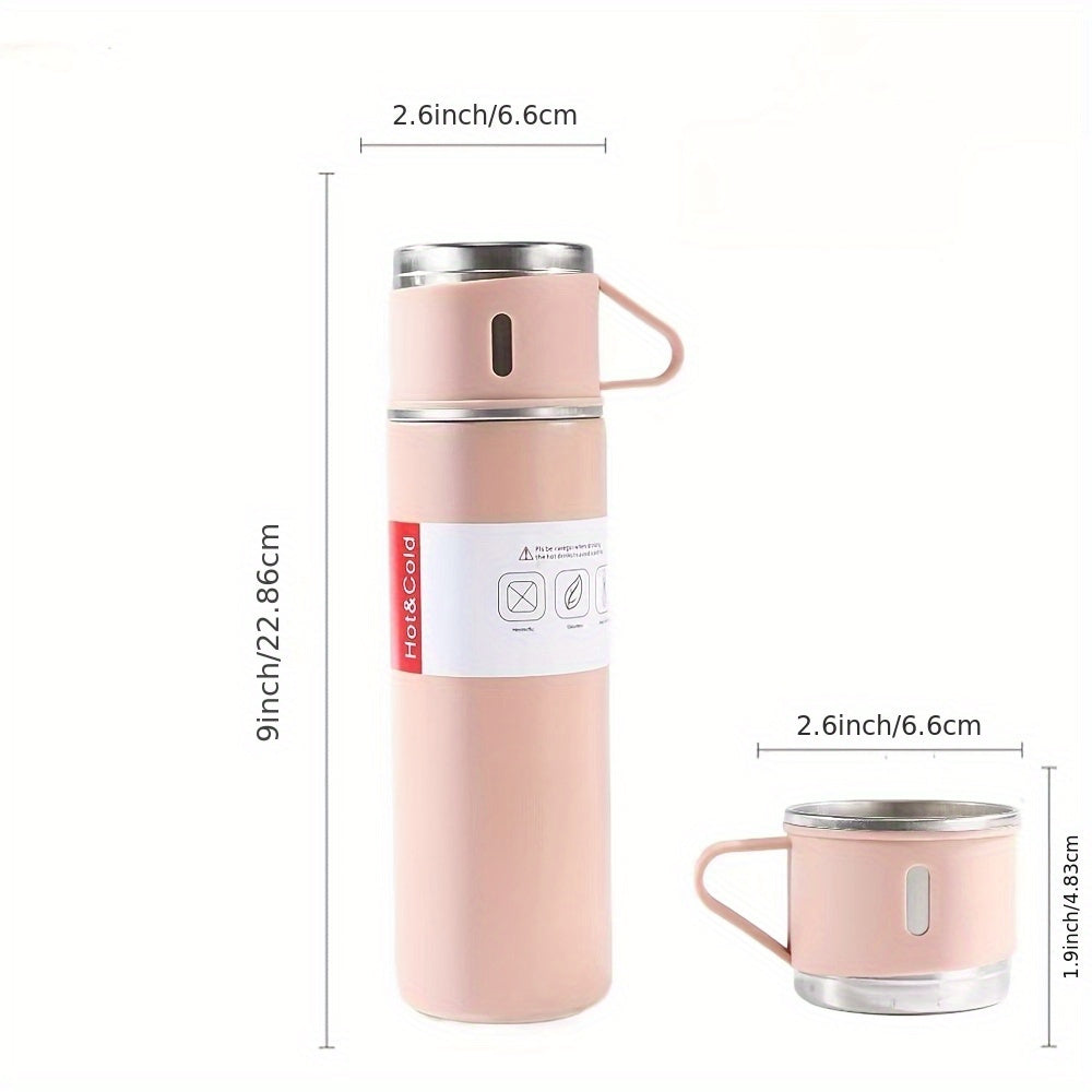 Insulated Stainless Steel Water Bottle Set with 2 Cups and Stroller Holder