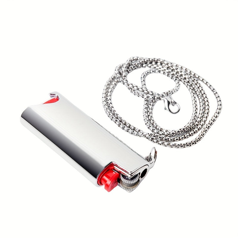 Metal Lighter Case with Bottle Opener, Durable, Fashion Necklace Set for Men