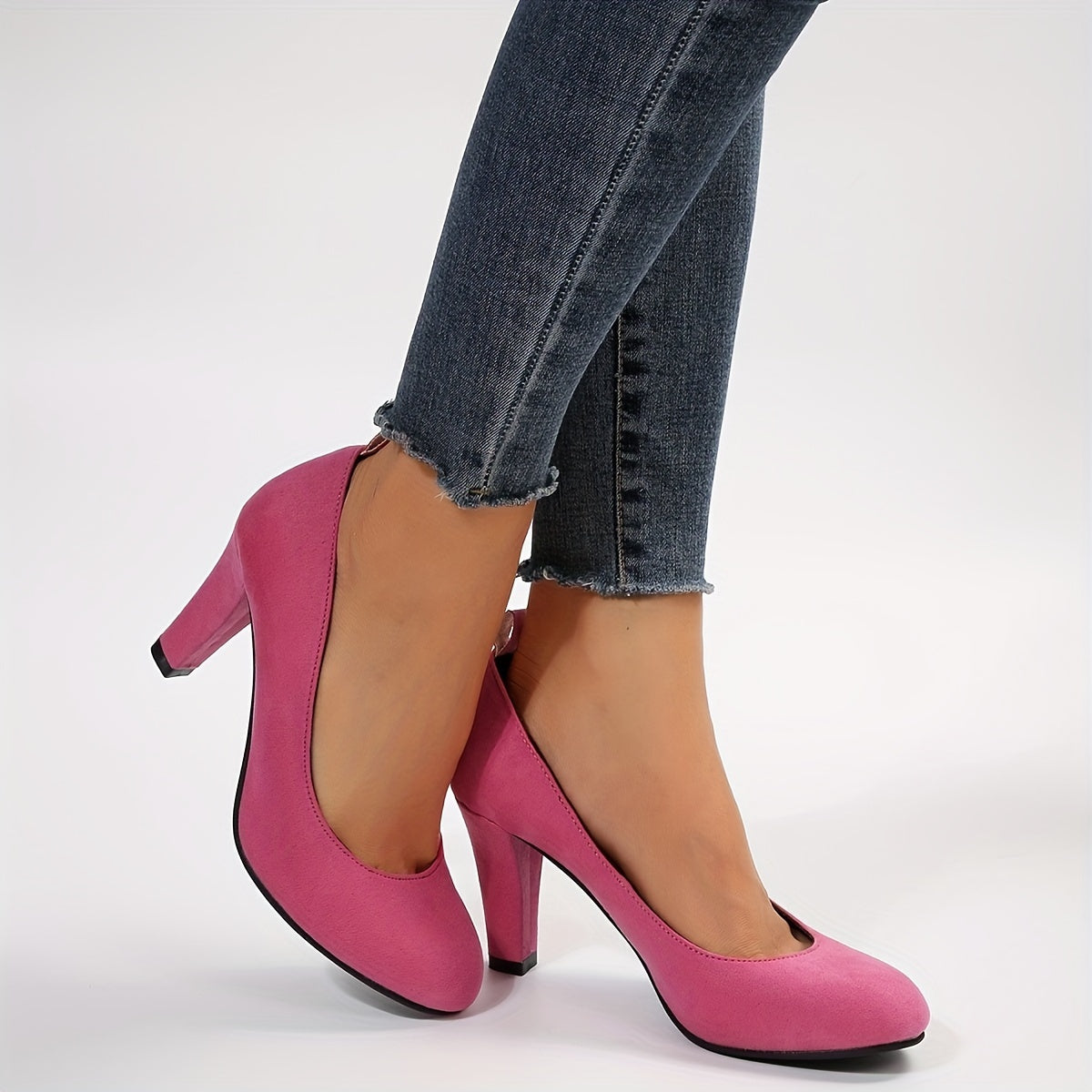 Women's Block Heels High Heel Mary-Jane Solid Color Fabric for Bridal and Special Occasions