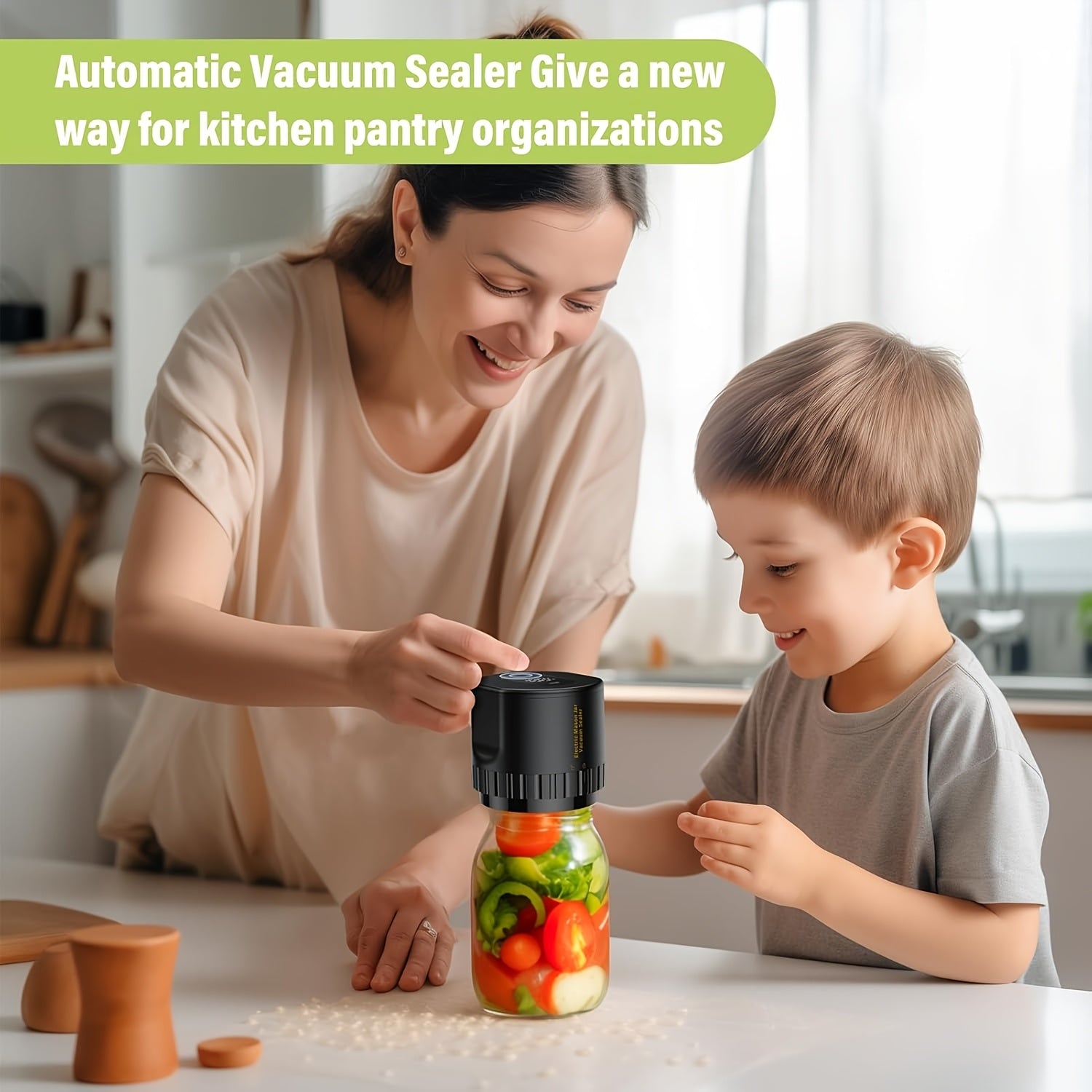 Kit de sellador al vacío para tarros Mason de 10 piezas con batería recargable por USB para almacenamiento de alimentos