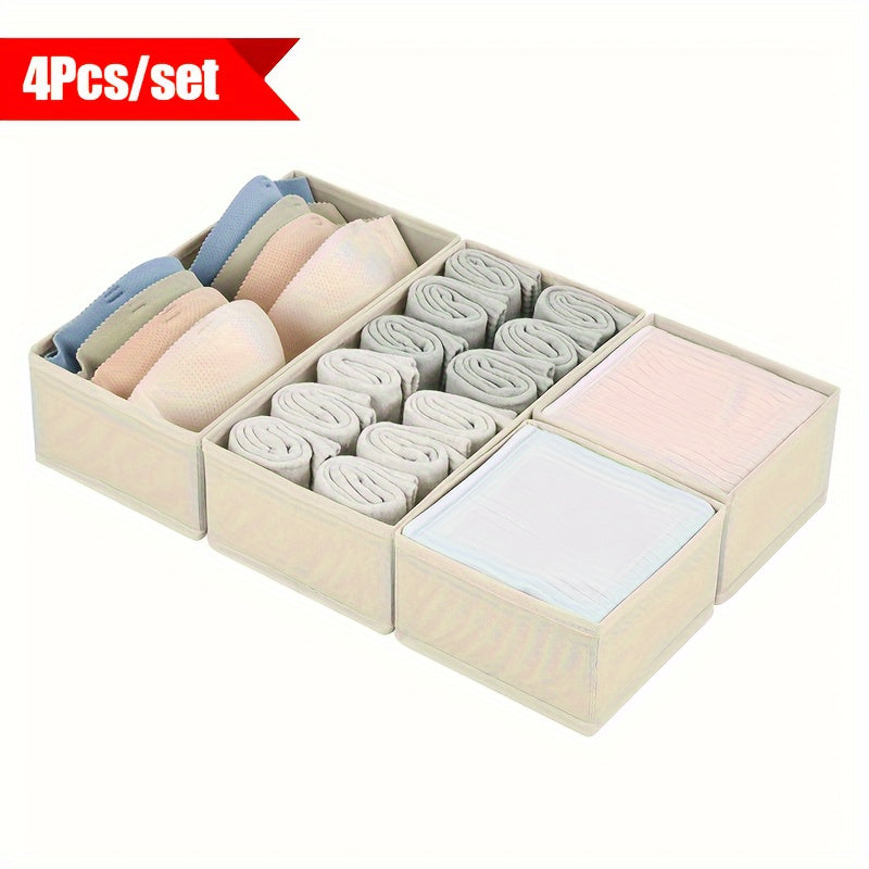 Set of 4 Fabric Drawer Organizers for Baby Clothes Socks Belts Ties Storage