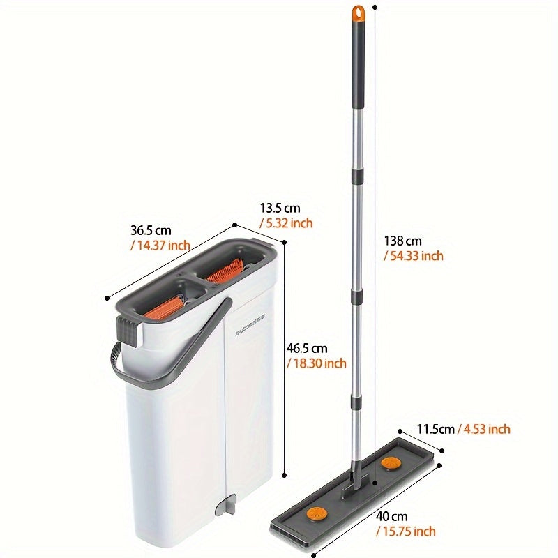 Conjunto de trapeador y cubo sin manos con panel plano de 15.8 pulgadas y almohadillas ultrafinas