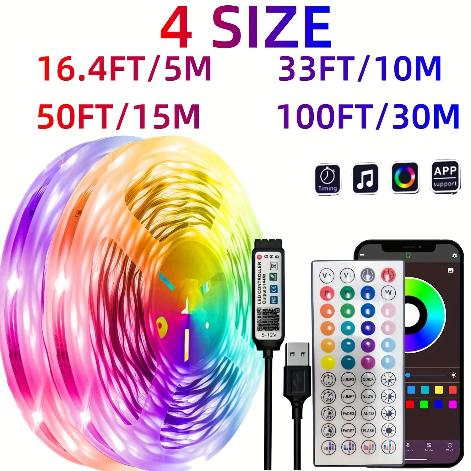 Simsiz LED chiroq chiziqli mikrofonli musiqa sinxronizatsiya bilan, xona va partiyaga mo‘ljallangan masofadan boshqarish