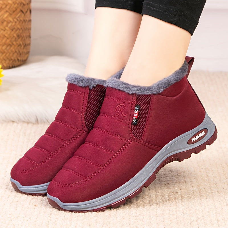 Women's Fleece-Lined Slip-On Boots for All Seasons Warmth