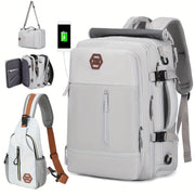 Large Polyester Backpack with Shoe Compartment USB Port and 17-Inch Laptop Storage