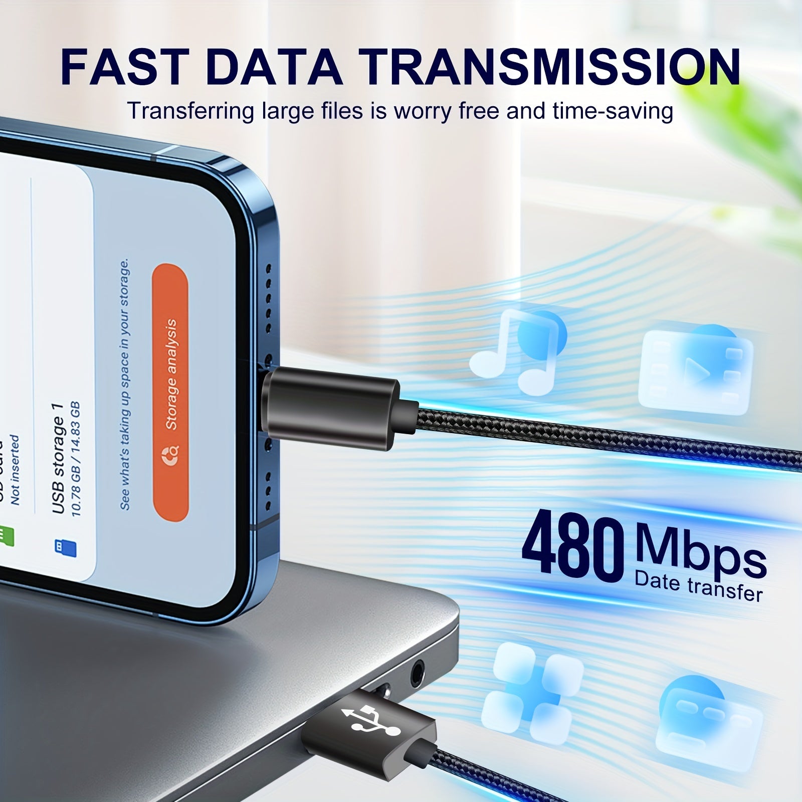 3pcs Nylon Braided USB C Charging Cables Fast Data Transfer for Samsung Google Pixel LG Sony Oppo Moto