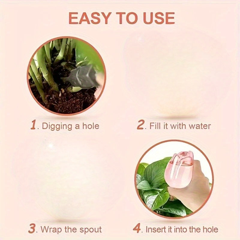 Pink Tulip Plastic Plant Watering Balls Set of 2 or 4 for Indoor Outdoor Use